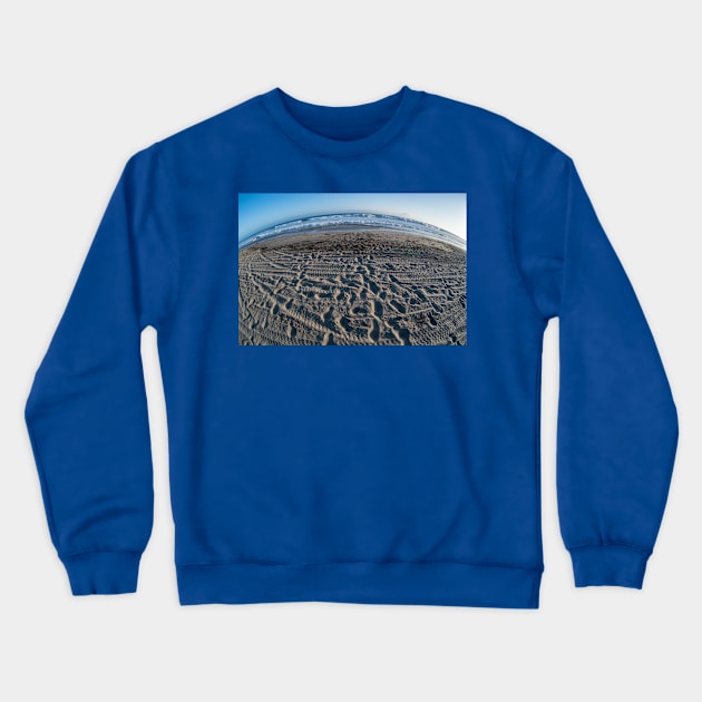 Tire tracks at the Zuma Beach, Malibu Crewneck Sweatshirt by AlexK